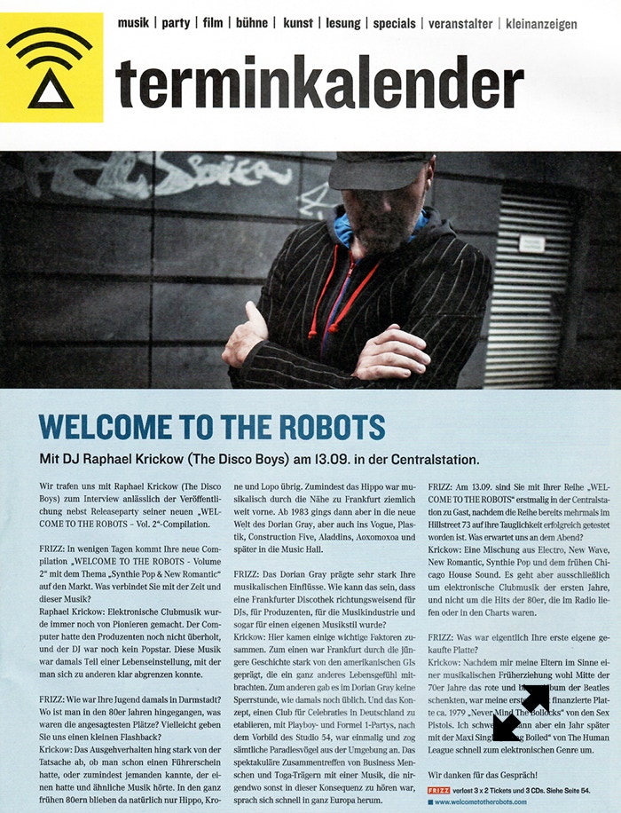 Welcome To The Robots, FRIZZ MAGAZIN | SEPTEMBER 2013, Interview